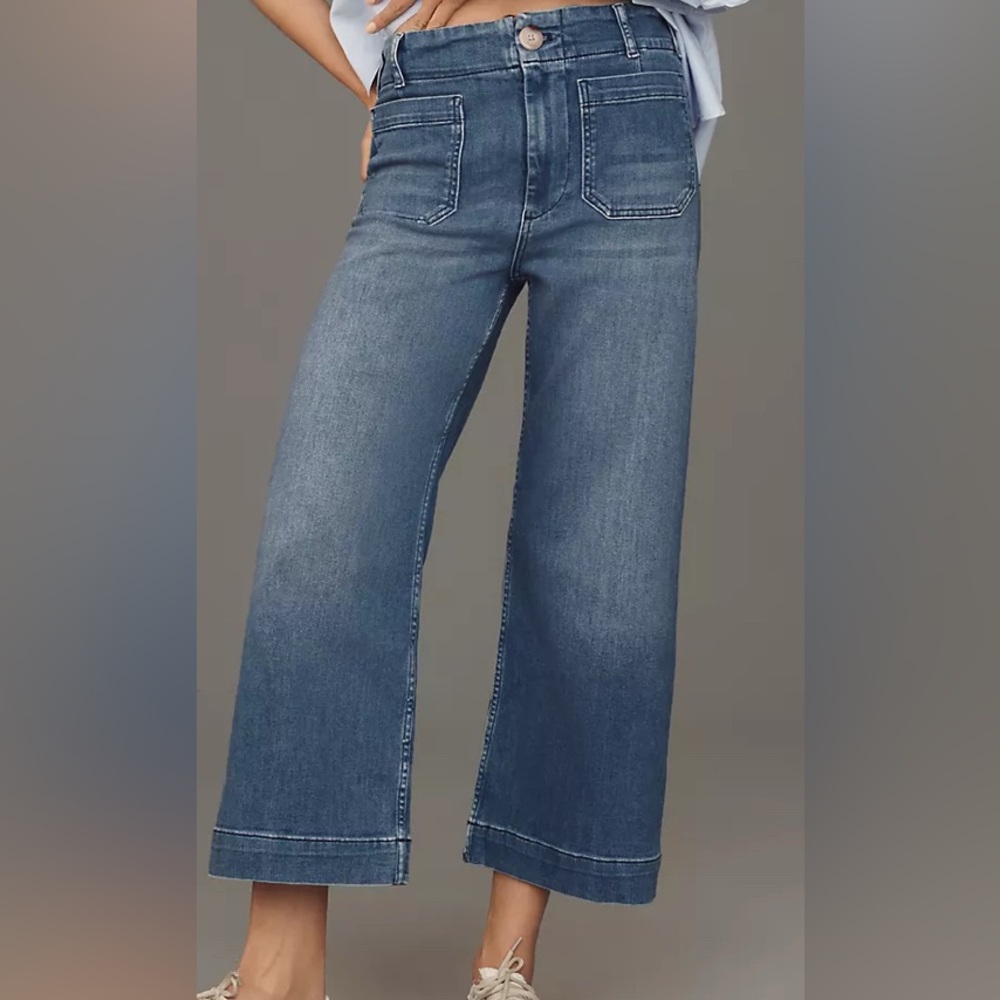Colette Cropped High Rise Wide Leg Jeans